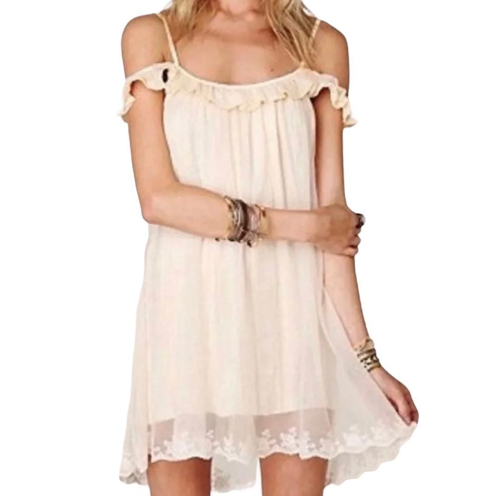 Free People dress ruffle lace mini